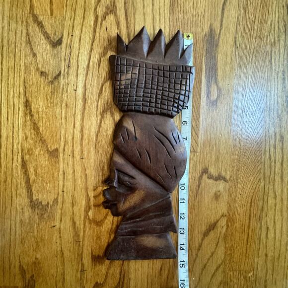 Vintage African Woman Wooden Hand Carved Crafted Sculpture Artisan Wall Decor - Picture 3 of 10